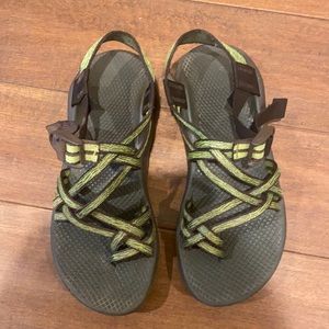 Chaco green and brown sandals